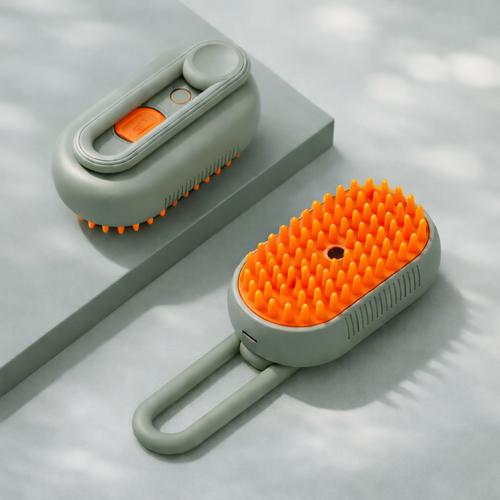 Misting pet grooming brush